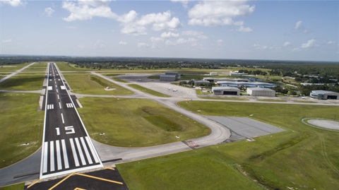 a picture of our airport runway at dusk 