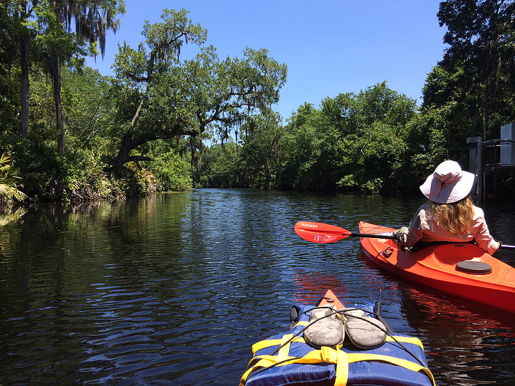 This is a photo of kayaks on Shingle Creek in the City of Kissimmee